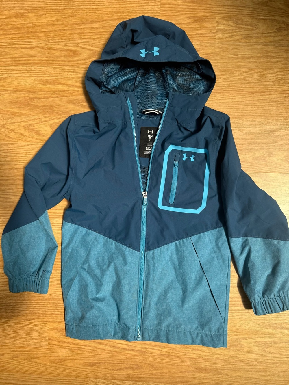 Under Armour Navy and Teal Hooded Kids' Rain Jacket